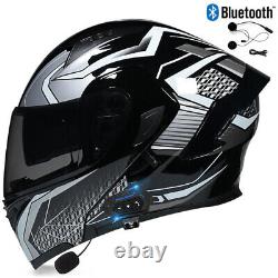 Full Face Motorcycle Bike Helmet with Dual Visor Modular Flip Up Bluetooth