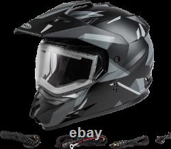 Gmax GM-11 Snow Helmet Ripcord Graphic Matte Black Grey Electric Shield Size 2XL