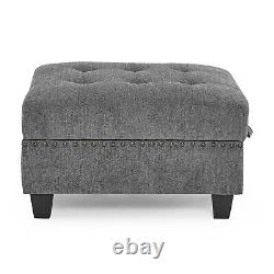 Grey Chenille L shape Modular DIY Sectional Sofa, includes 3 Chair and 3 Corner