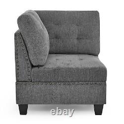 Grey Chenille L shape Modular DIY Sectional Sofa, includes 3 Chair and 3 Corner