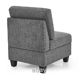 Grey Chenille L shape Modular DIY Sectional Sofa, includes 3 Chair and 3 Corner