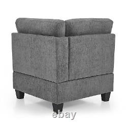 Grey Chenille L shape Modular DIY Sectional Sofa, includes 3 Chair and 3 Corner