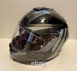 HJC Motorcycle Helmet IS-17 Gray Silver Black Graphics Sz M 592-953 GUC