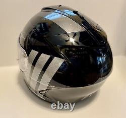 HJC Motorcycle Helmet IS-17 Gray Silver Black Graphics Sz M 592-953 GUC