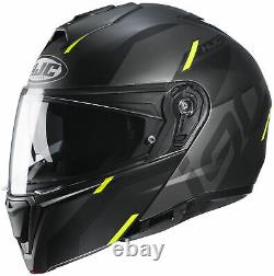 HJC i90 Aventa Modular Helmet MATTE BLACK GREY HI VIS