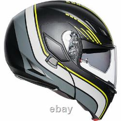 Helmet Modular AGV Compact Boston Black Grey Yellow Motorcycle Sun Visor SZ XL
