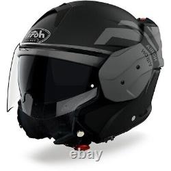 Helmet Modular Airoh MATHISSE Illusion Black Gray Chin Tipper TG M