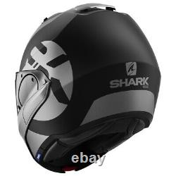 Helmet Modular Shark EVO-ES Kedje Matt Black Grey Chin Tipper Sz XL