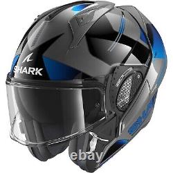 Helmet Modular Shark EVO GT Tekline Grey Black Blue Chin Tipper TG L
