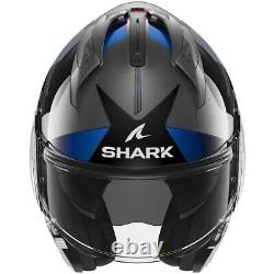 Helmet Modular Shark EVO GT Tekline Grey Black Blue Chin Tipper TG L