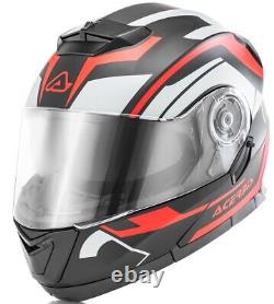 Helmet Motorcycle Modular Openable Acerbis SEREL Black Grey Red Matt TG L