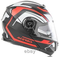 Helmet Motorcycle Modular Openable Acerbis SEREL Black Grey Red Matt TG L