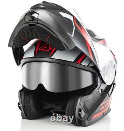 Helmet Motorcycle Modular Openable Acerbis SEREL Black Grey Red Matt TG XL