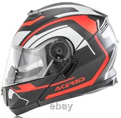 Helmet Motorcycle Modular Openable Acerbis SEREL Black Grey Red Matt TG XL