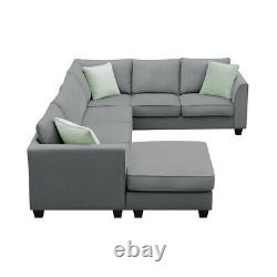 L Shape Sectional Sofa Couches Living Room Sets, 7 Seats Modular with 3 Pillows