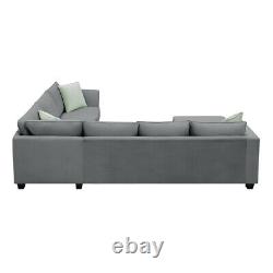 L Shape Sectional Sofa Couches Living Room Sets, 7 Seats Modular with 3 Pillows