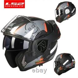 Matte Black, Gray, Orange Modular LS2 Motorcycle Helmet