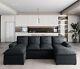 Modern 109 Modular Sofa U-shape Sectional Cloud Couch Upholstery Comfy Sofa Blk