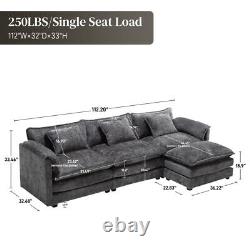 Modern 112 Oversized Sectional Sofa Comfy Couch Boucle Modular L Shape Sofa