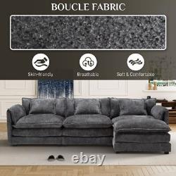 Modern 112 Oversized Sectional Sofa Comfy Couch Boucle Modular L Shape Sofa