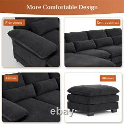 Modern 114 Upholstery Chenille U-Shape Sectional Sofa Comfy Modular Cloud Couch