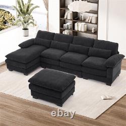 Modern 114 Upholstery Chenille U-Shape Sectional Sofa Comfy Modular Cloud Couch