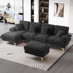 Modern 5 Seat U-Shape Sectional Sofa Cloud Couch Upholstery Comfy Modular Sofa