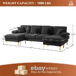 Modern 5 Seat U-Shape Sectional Sofa Cloud Couch Upholstery Comfy Modular Sofa