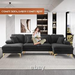 Modern 5 Seat U-Shape Sectional Sofa Cloud Couch Upholstery Comfy Modular Sofa