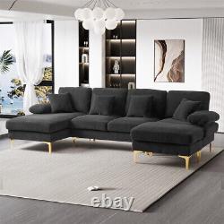 Modern 5 Seat U-Shape Sectional Sofa Cloud Couch Upholstery Comfy Modular Sofa