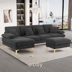 Modern 5 Seat U-Shape Sectional Sofa Cloud Couch Upholstery Comfy Modular Sofa