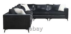 Modern Hollywood Modular Sectional Sofa 7pc Set Black Velvet Schwartzman 551391