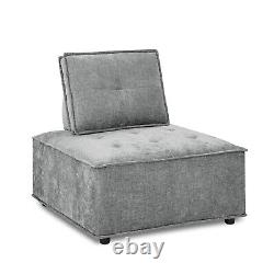 Modern L Shape Modular Sofa Chenille Upholstered Sectional Couch DIY Gray