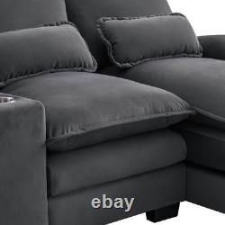 Modern Modular U-shaped Sectional Sofa with Console 2 Cup holders & 2 USB Ports