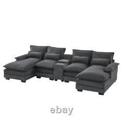 Modern Modular U-shaped Sectional Sofa with Console 2 Cup holders & 2 USB Ports