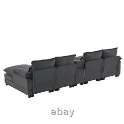 Modern Modular U-shaped Sectional Sofa with Console 2 Cup holders & 2 USB Ports