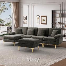 Modern Oversized Modular Convertible U-Shaped Sectional Sofa Chenille Couch