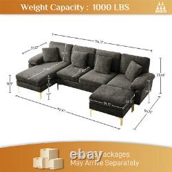 Modern Oversized Modular Convertible U-Shaped Sectional Sofa Chenille Couch