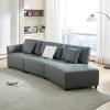 Modern Real Leather Modular Sectional Couch, Button Tufted Seat Cushion