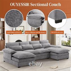 Modern Upholstery Comfy U-Shape Sectional Sofa Cloud Couch 4-Seat Sleeper Sofa