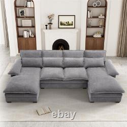 Modern Upholstery Comfy U-Shape Sectional Sofa Cloud Couch 4-Seat Sleeper Sofa