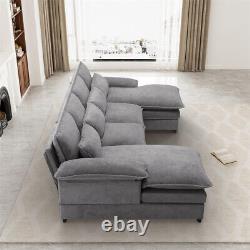 Modern Upholstery Comfy U-Shape Sectional Sofa Cloud Couch 4-Seat Sleeper Sofa