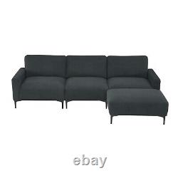 Modern Velvet L-Shaped Sectional Sofa Modular Couch with Convertible Ottoman