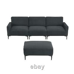 Modern Velvet L-Shaped Sectional Sofa Modular Couch with Convertible Ottoman