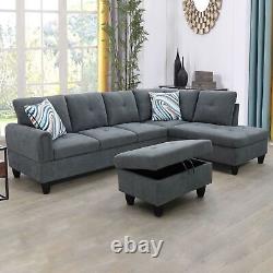 Modular Sectional Sofa, L Shaped Sofa Couch with 2 Pillows(No Ottoman)