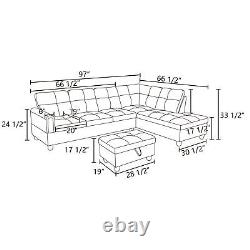 Modular Sectional Sofa, L Shaped Sofa Couch with 2 Pillows(No Ottoman)