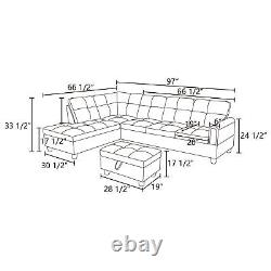 Modular Sectional Sofa, L Shaped Sofa Couch with 2 Pillows(No Ottoman)