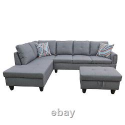 Modular Sectional Sofa, L Shaped Sofa Couch with 2 Pillows(No Ottoman)