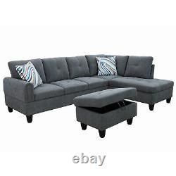 Modular Sectional Sofa, L Shaped Sofa Couch with 2 Pillows(No Ottoman)