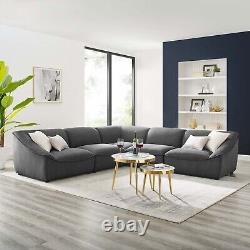 Modway Compromise Fabric Upholstered 5-Piece Sectional Sofa in Charcoal